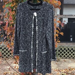 Talbot’s Black & Cream Knit Sweater Cardigan Jacket